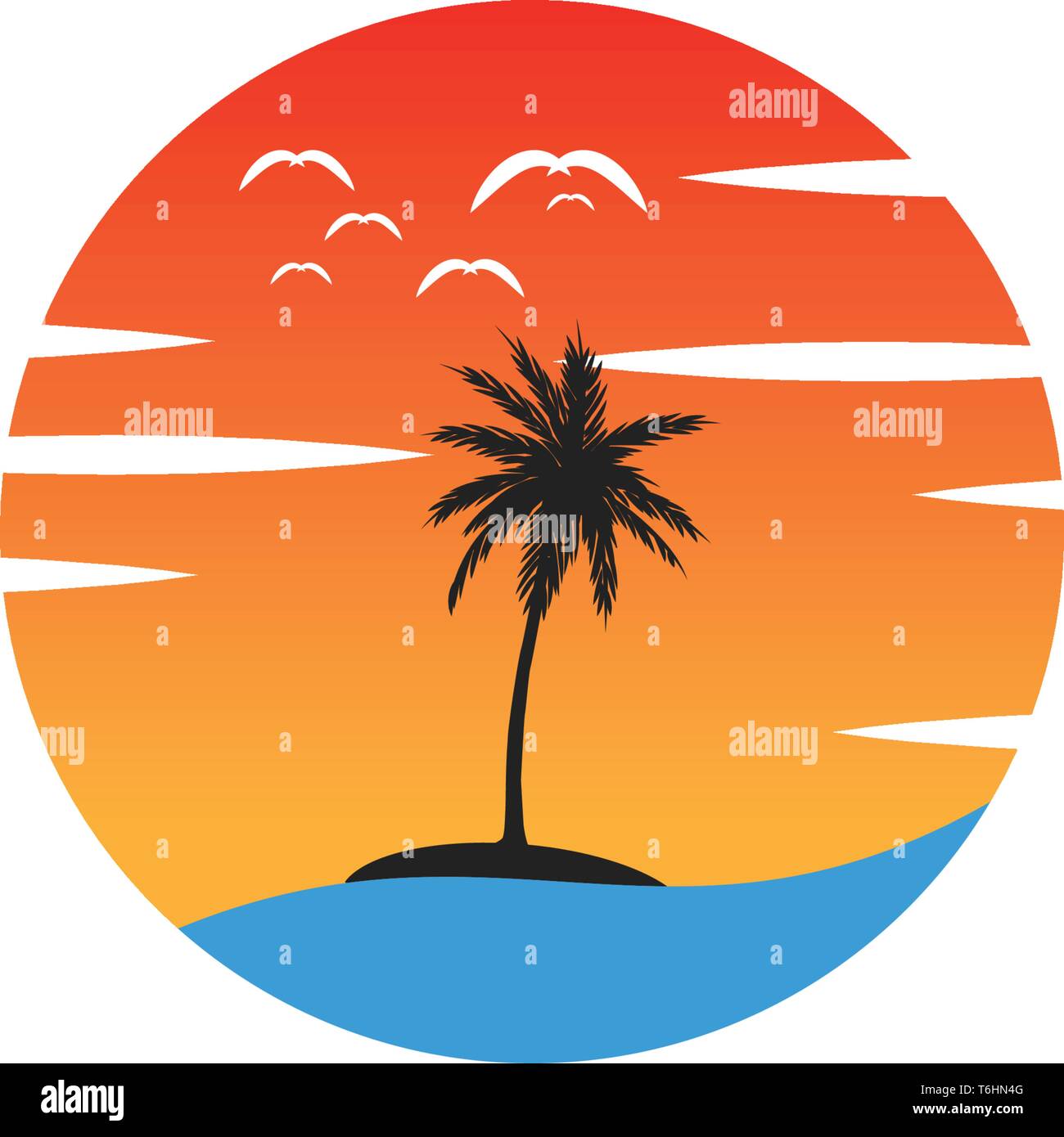 beach sunset logo design vector icon element, sunset logo concept ...
