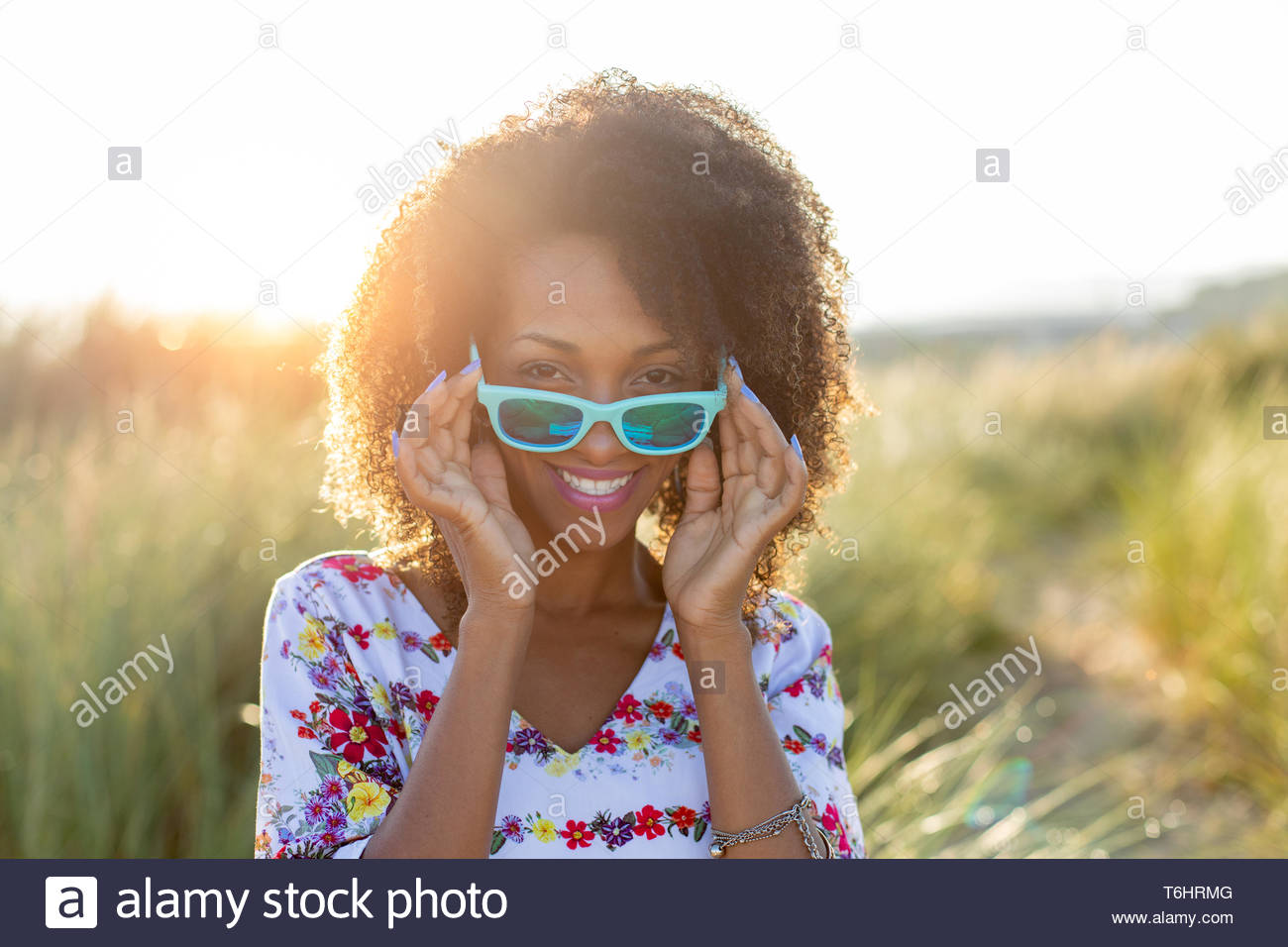 Joyful Happy Woman On Spring Or Summer Outdoor Relaxing Leisure