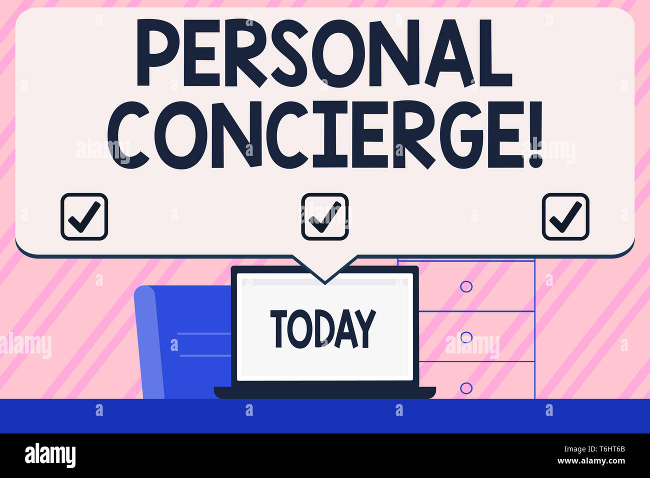 Conceptual Hand Writing Showing Personal Concierge Concept Meaning Someone Who Will Make Arrangements Or Run Errands Blank Huge Speech Bubble Pointin Stock Photo Alamy