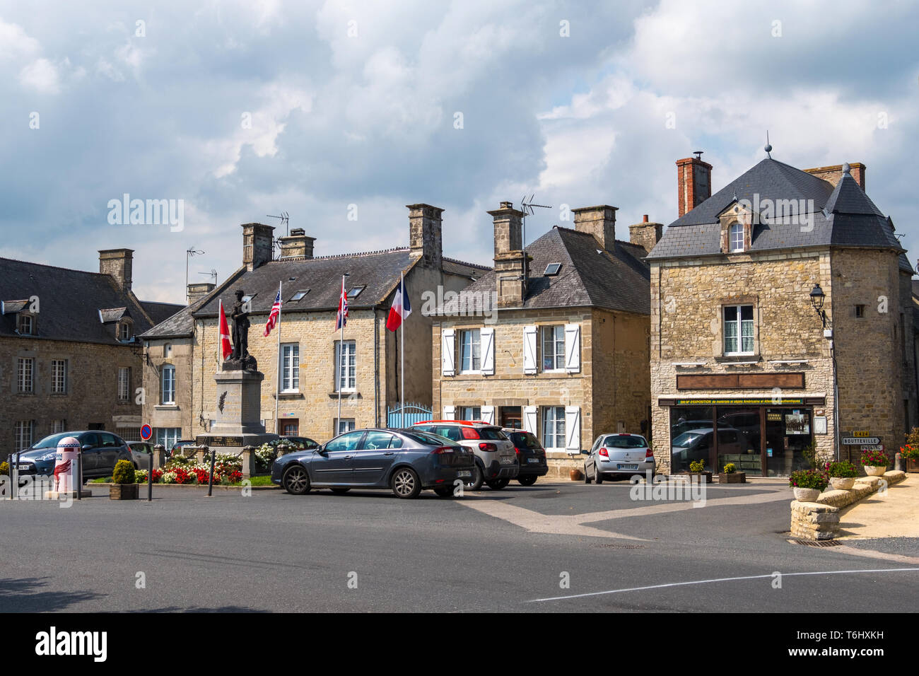 Normandy, France - August 16, 2018: Memorial of fallen in First and Second World War and war in Indochina. Saint Marie du Mont, Normandy, France Stock Photo