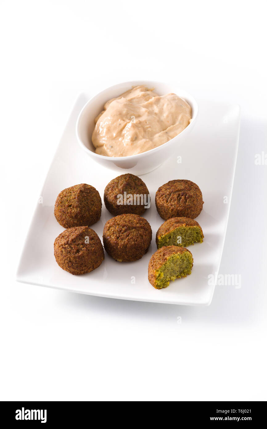 Falafel on a plate isolated on white background Stock Photo