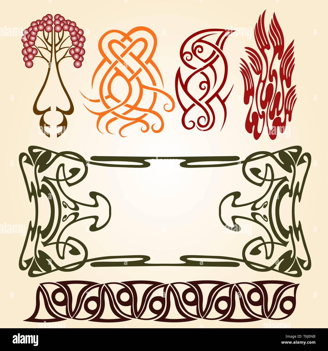 art nouveau ellements Stock Vector
