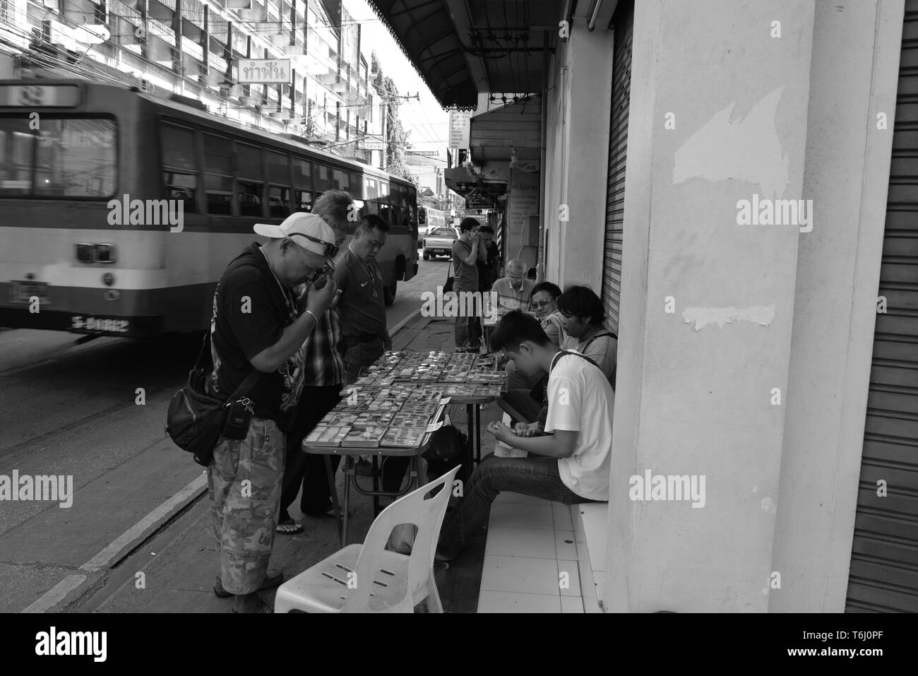 Amulet vendors in the street, pasakdek Stock Photo