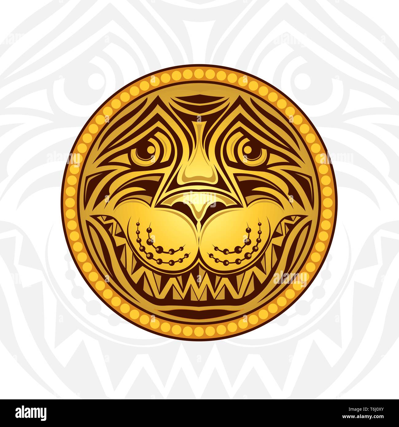 Golden Lion Head Label Stock Vector Image Art Alamy