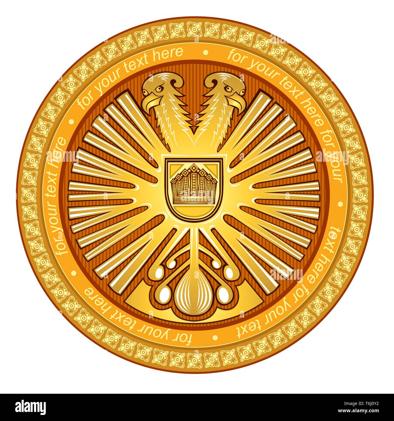 golden two heads eagle circle coast of arm Stock Vector Image & Art - Alamy
