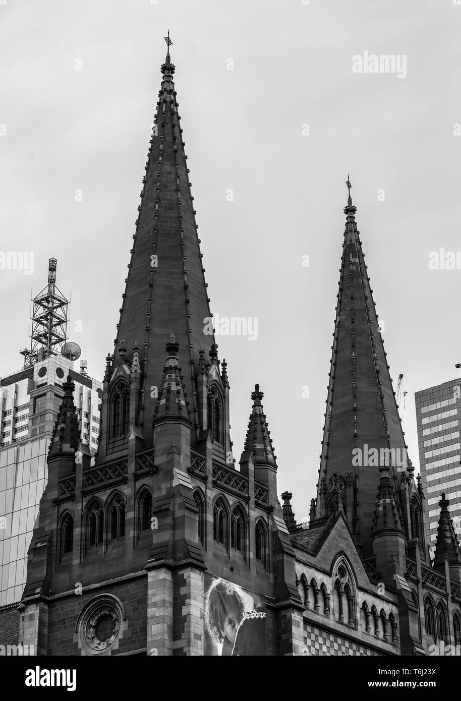 Gothic stone church towers Black and White Stock Photos & Images - Alamy