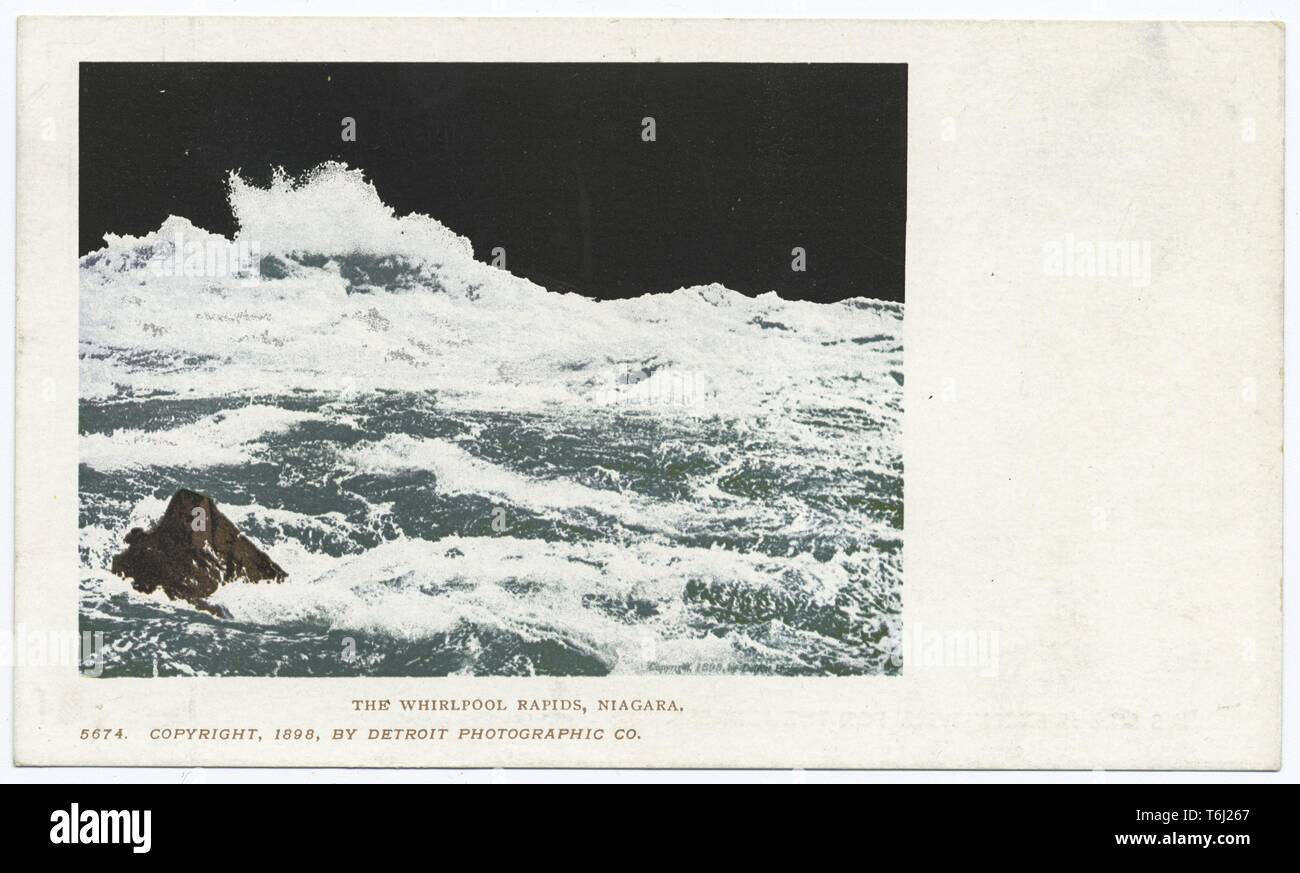 Detroit Publishing Company vintage postcard depicting the waves of whirlpool rapids at Niagara Falls, New York, 1914. From the New York Public Library. () Stock Photo
