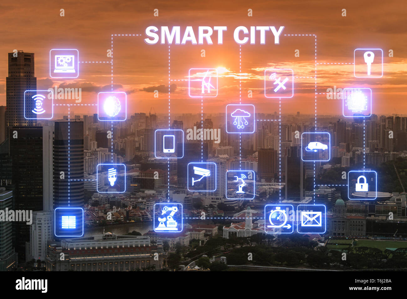 Concept of smart city and internet of things Stock Photo - Alamy