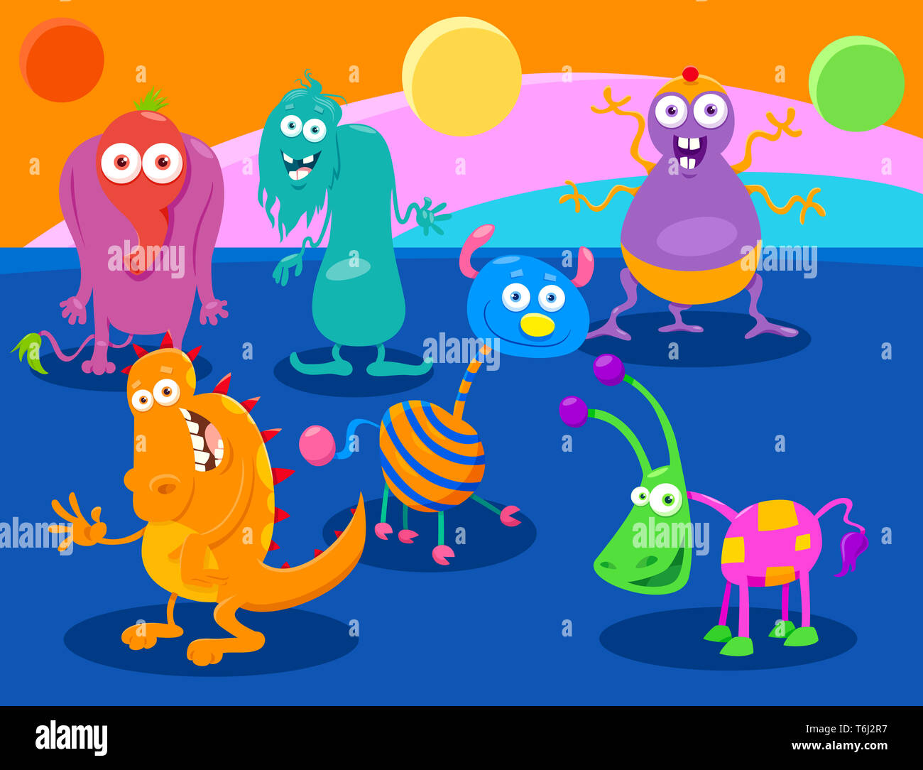 Cartoon Fantasy Monster Characters group Stock Photo - Alamy