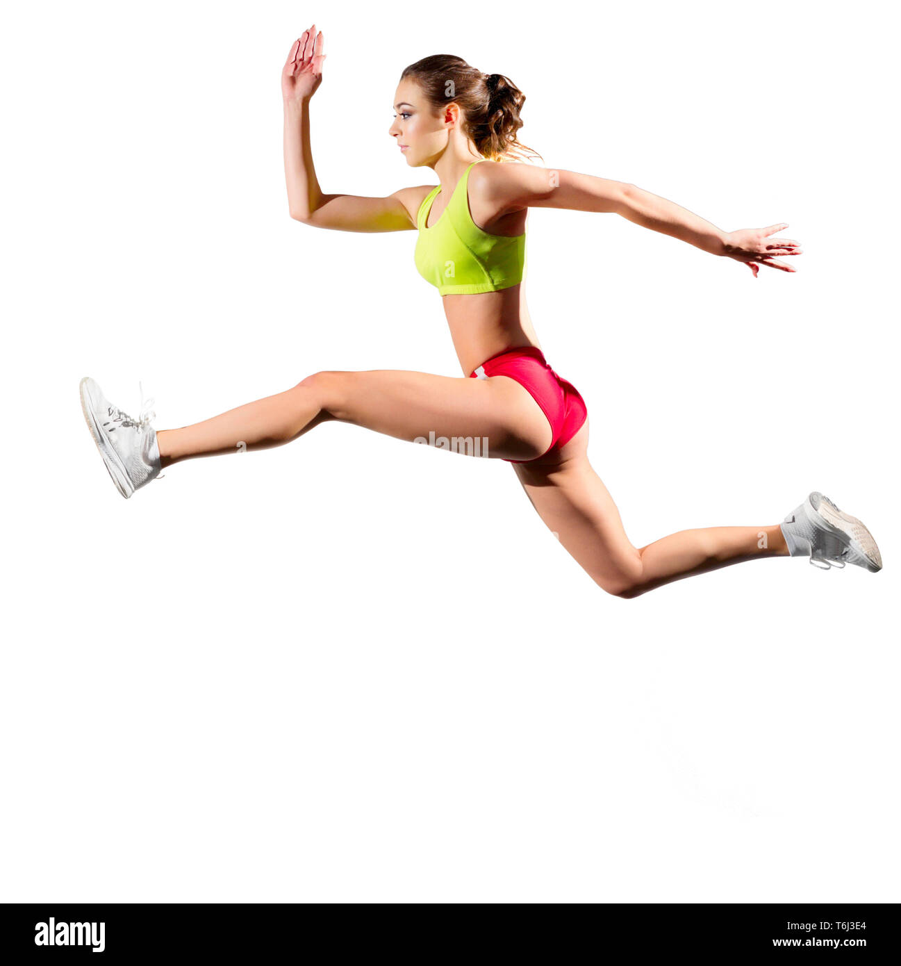 Young sporty woman isolated on white Stock Photo