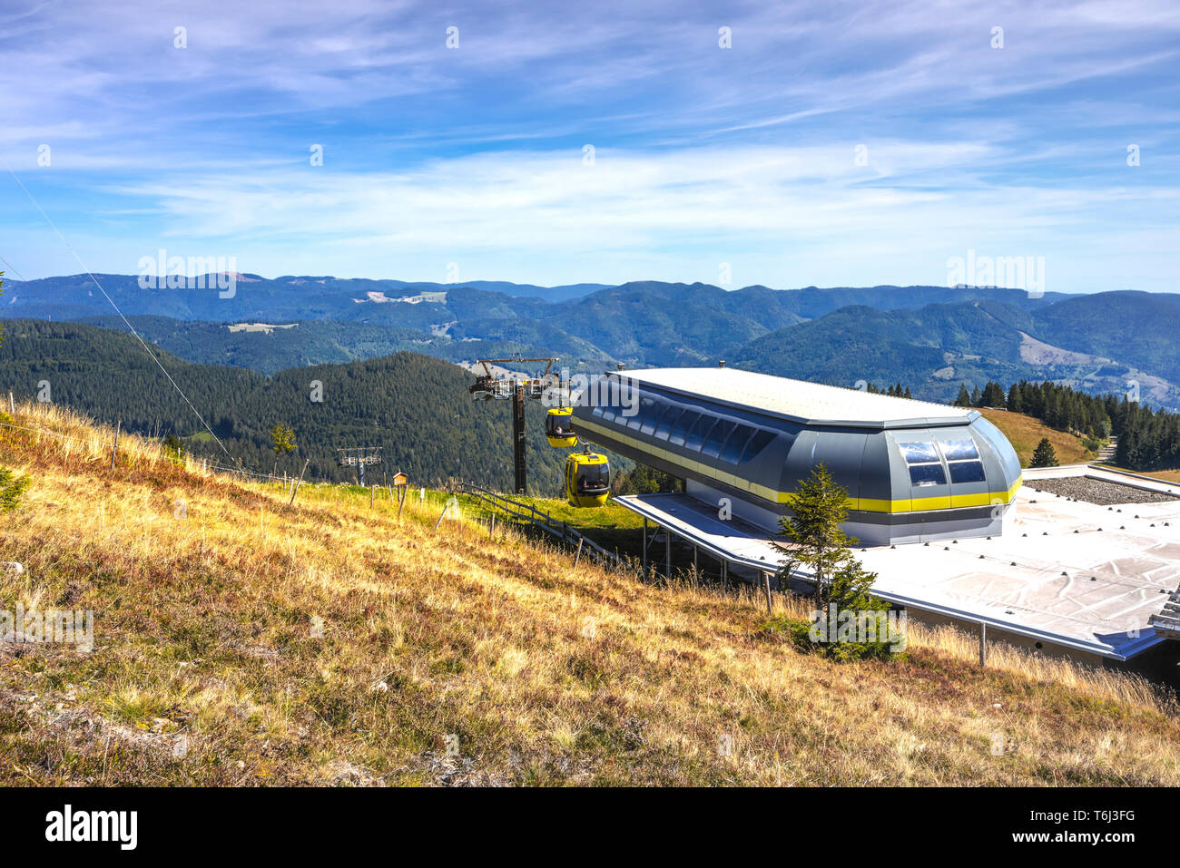 Cabins Arrive At The Upper Station Of The Mountain Belchen High