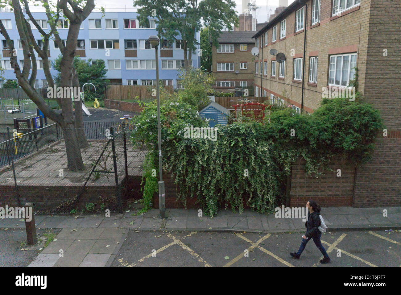 A children's playground is pictured in Seldon House estate near Battersea Power Station on September 20, 2017. Stock Photo