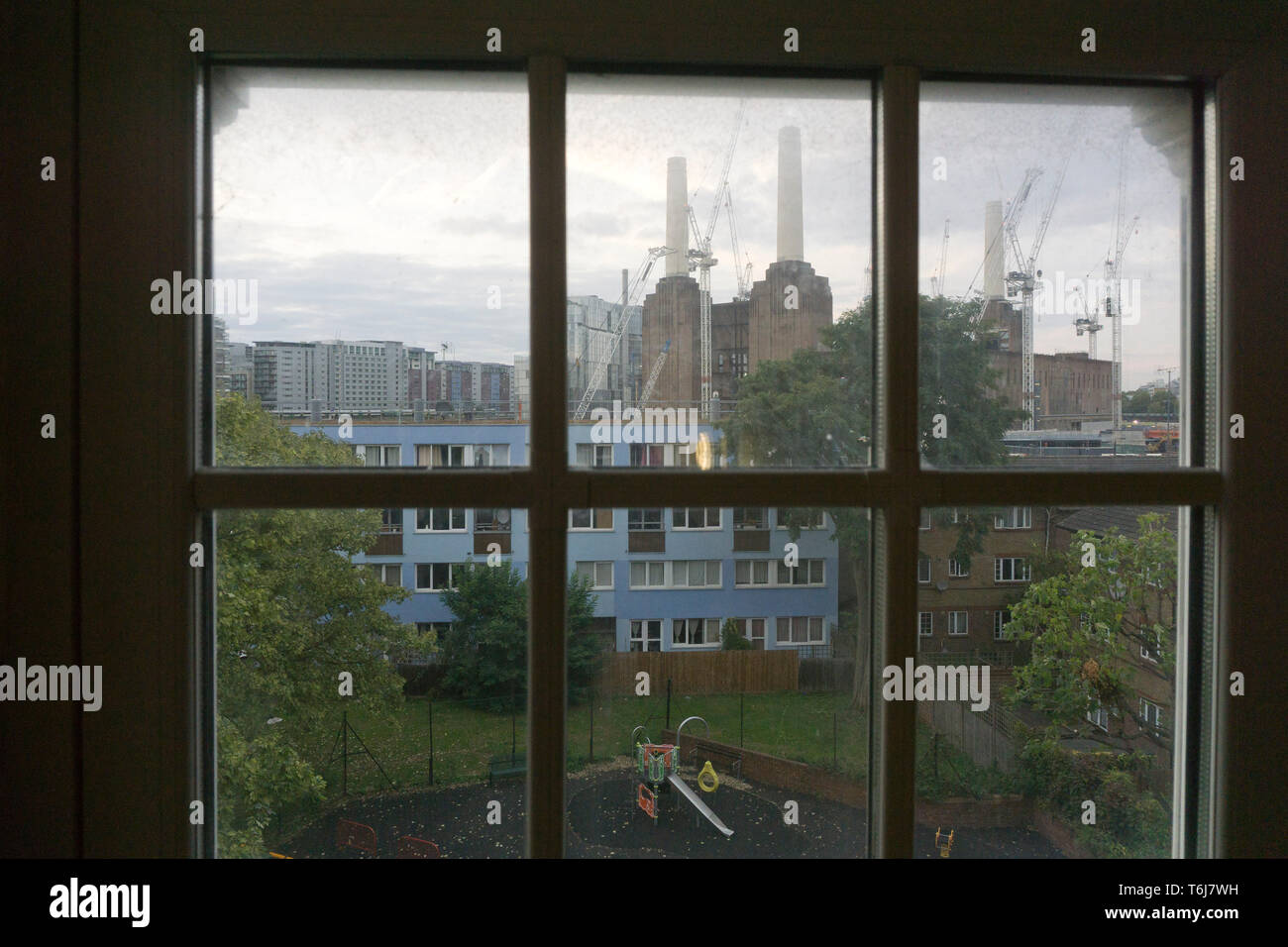 A children's playground is pictured in Seldon House estate near Battersea Power Station on September 20, 2017. Stock Photo