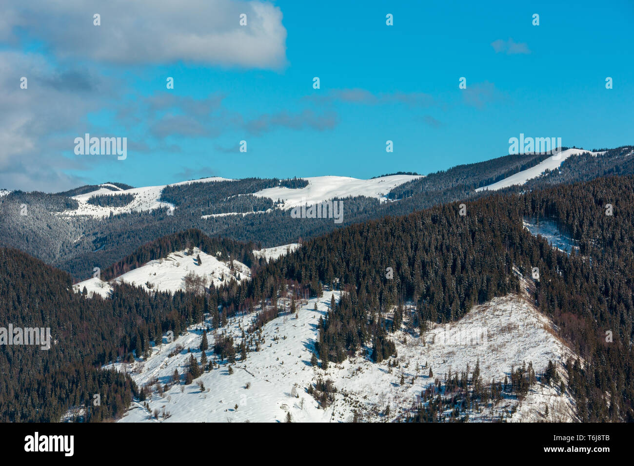 Morning winter mountain ridge Stock Photo