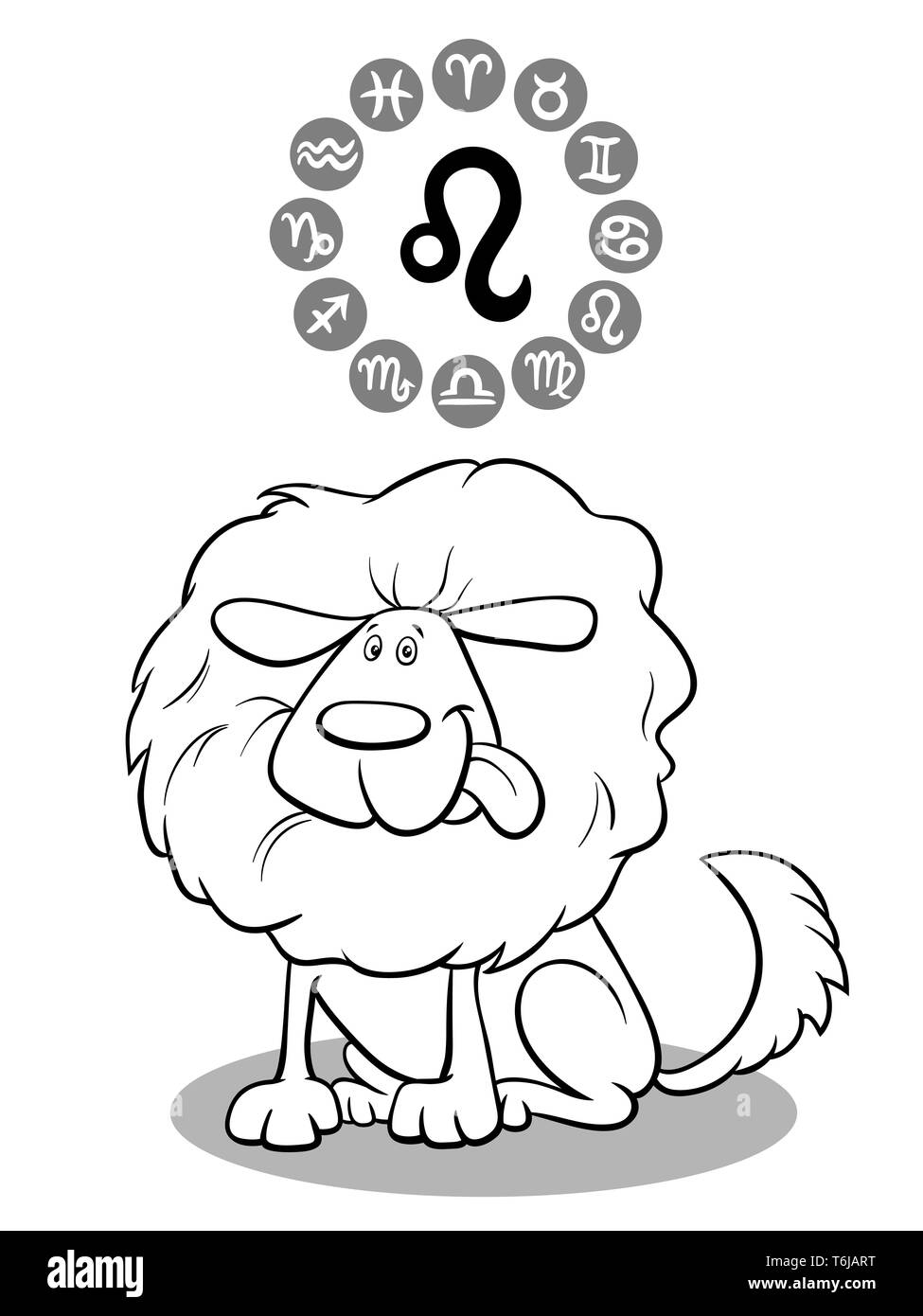 cartoon dog as Leo Zodiac sign Stock Photo