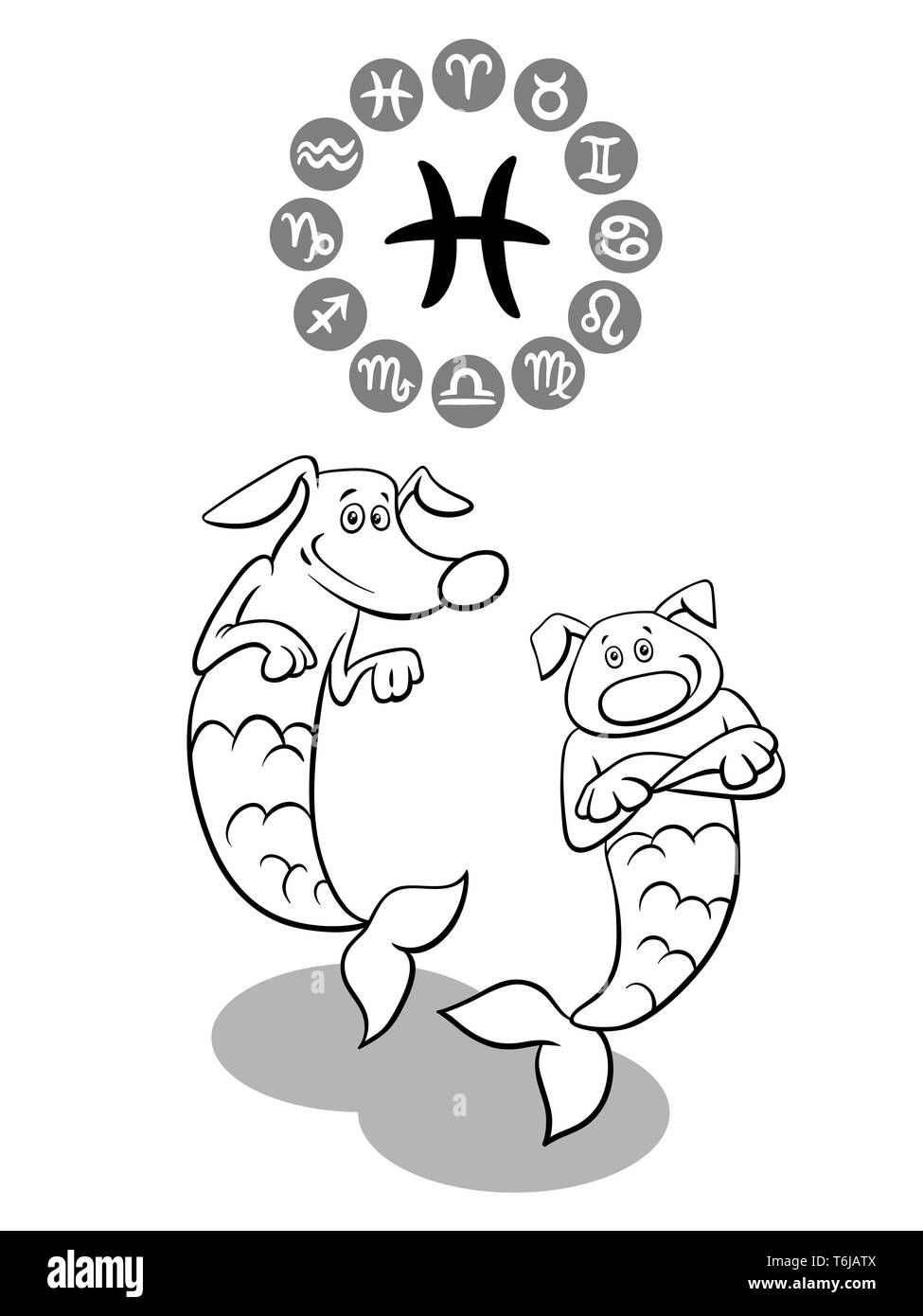 cartoon dog as Pisces Zodiac sign Stock Photo Alamy