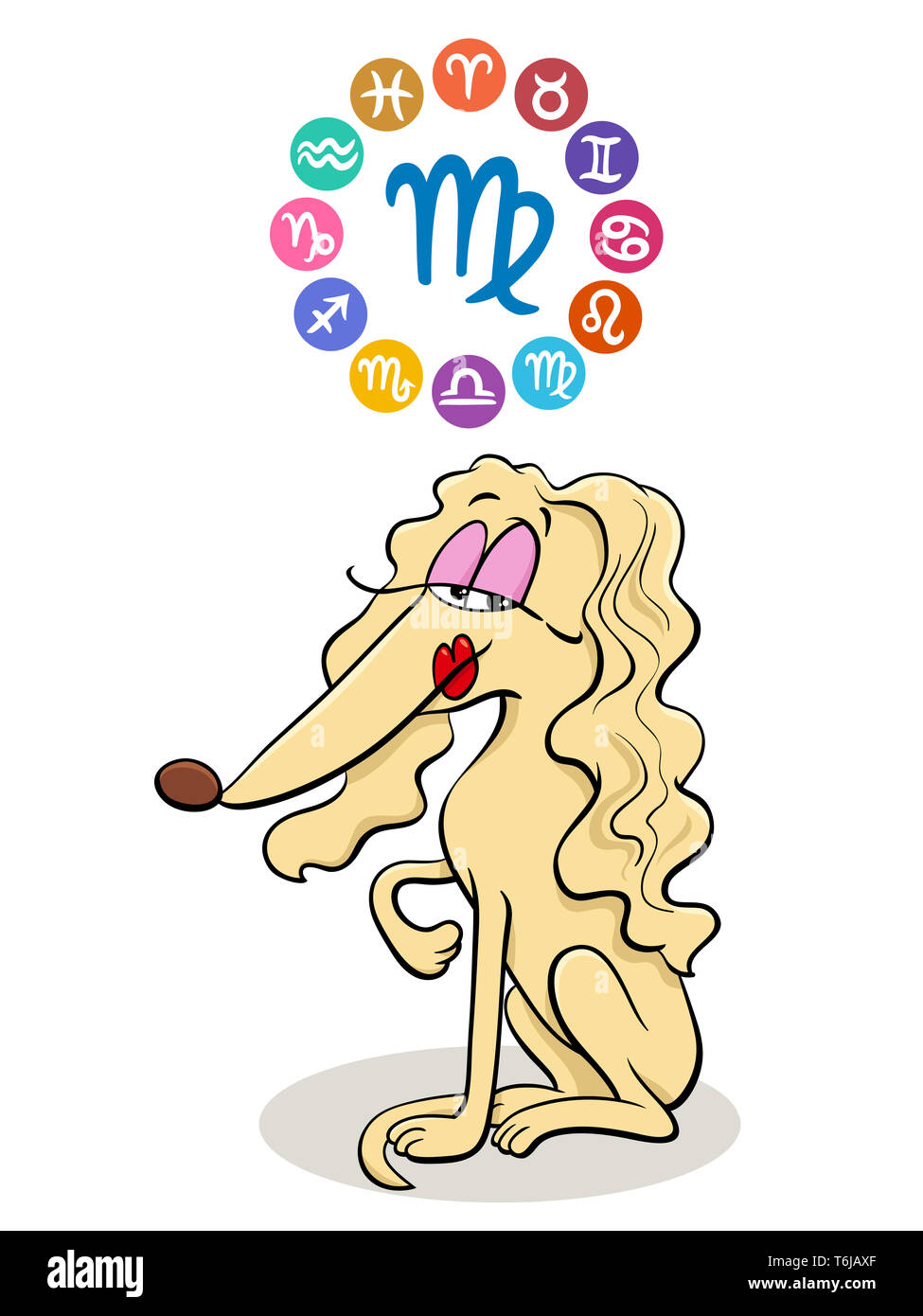 Virgo Zodiac sign with cartoon dog Stock Photo Alamy
