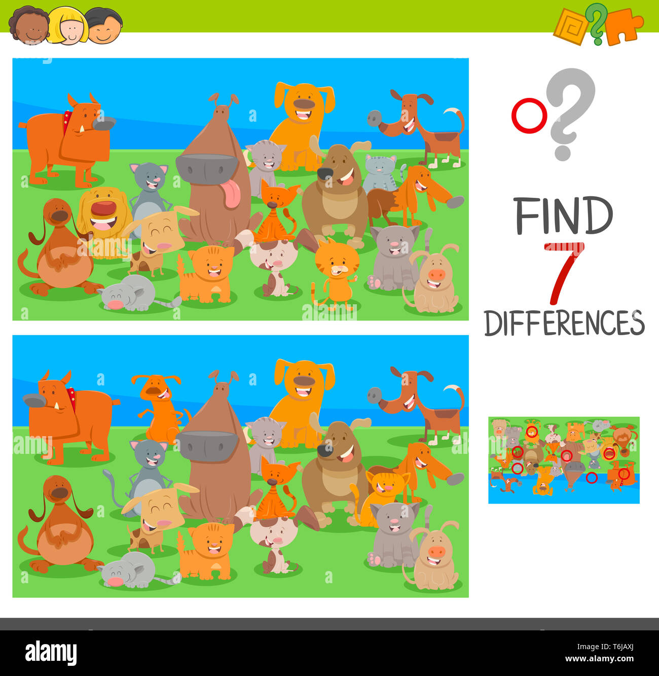 differences game with dog and cat characters Stock Photo Alamy