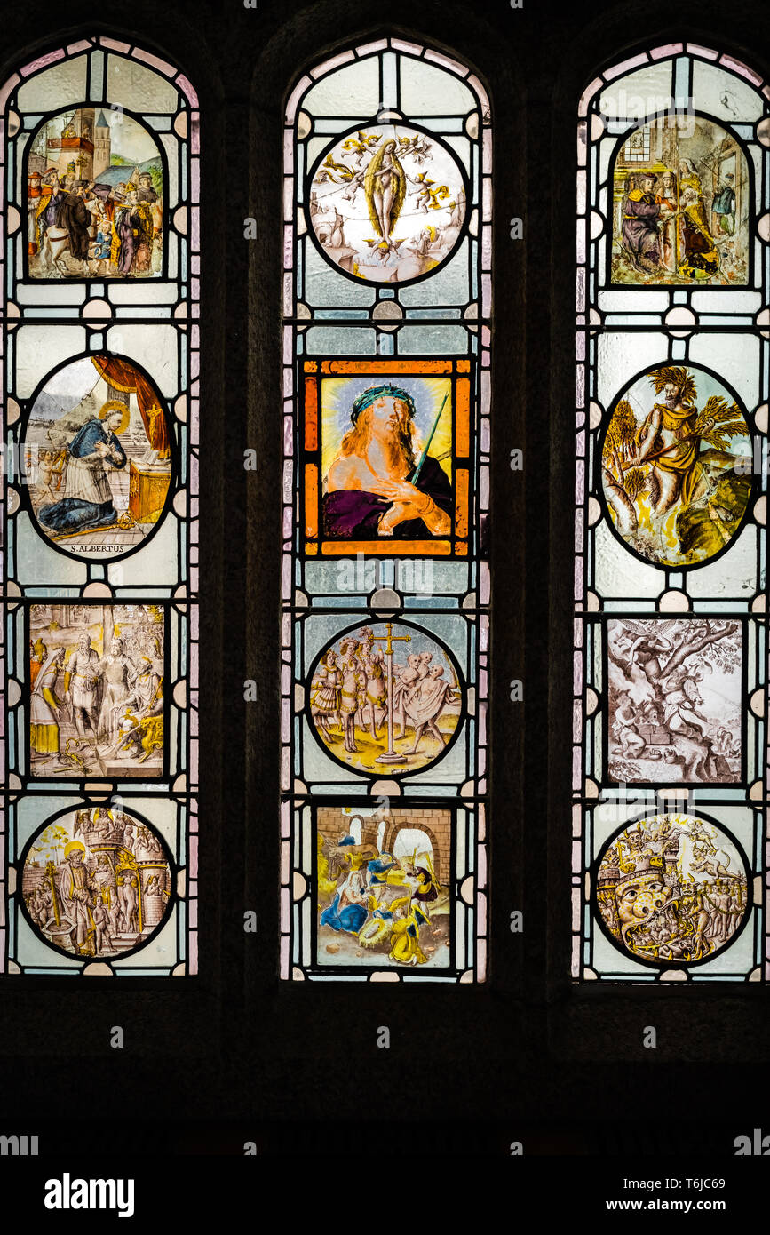 Stained glass window in a church Stock Photo - Alamy