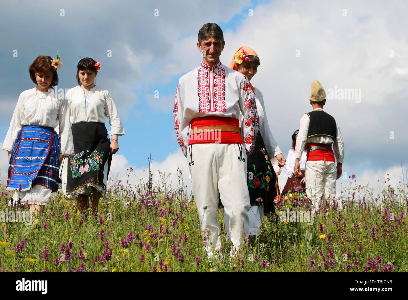 People in traditional authentic folk costumes Stock Photo Alamy