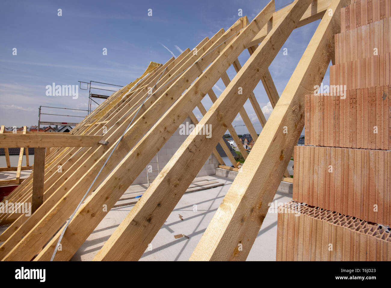 construction site of new build residential house Stock Photo