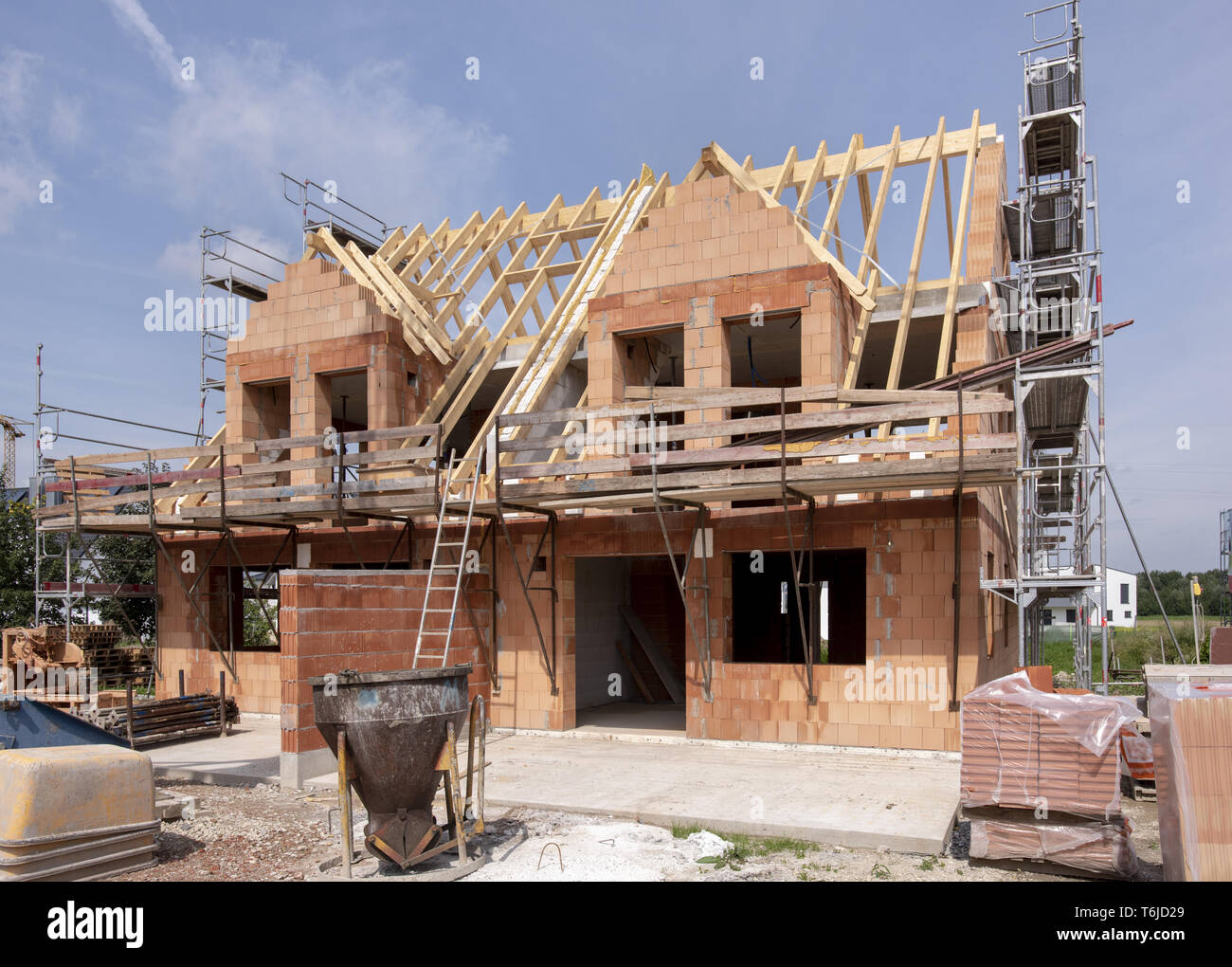construction site of new build residential house Stock Photo