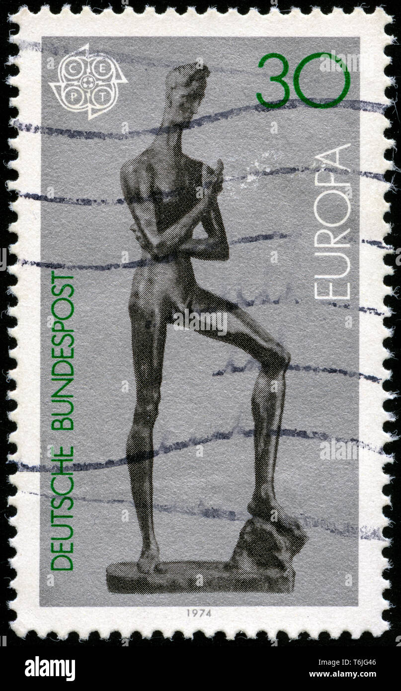 Postage stamp from the Federal Republic of Germany in the Europa (C.E.P.T.) 1974 - Sculptures series Stock Photo