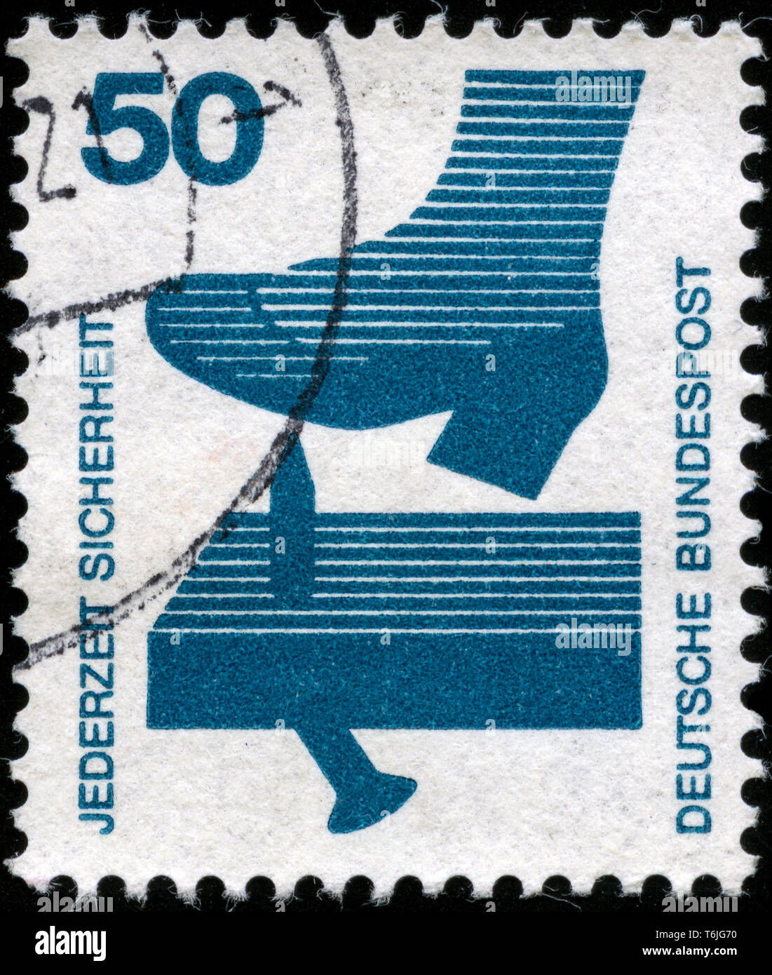 Postage stamp from the Federal Republic of Germany in the Prevent accidents series issued in 1973 Stock Photo