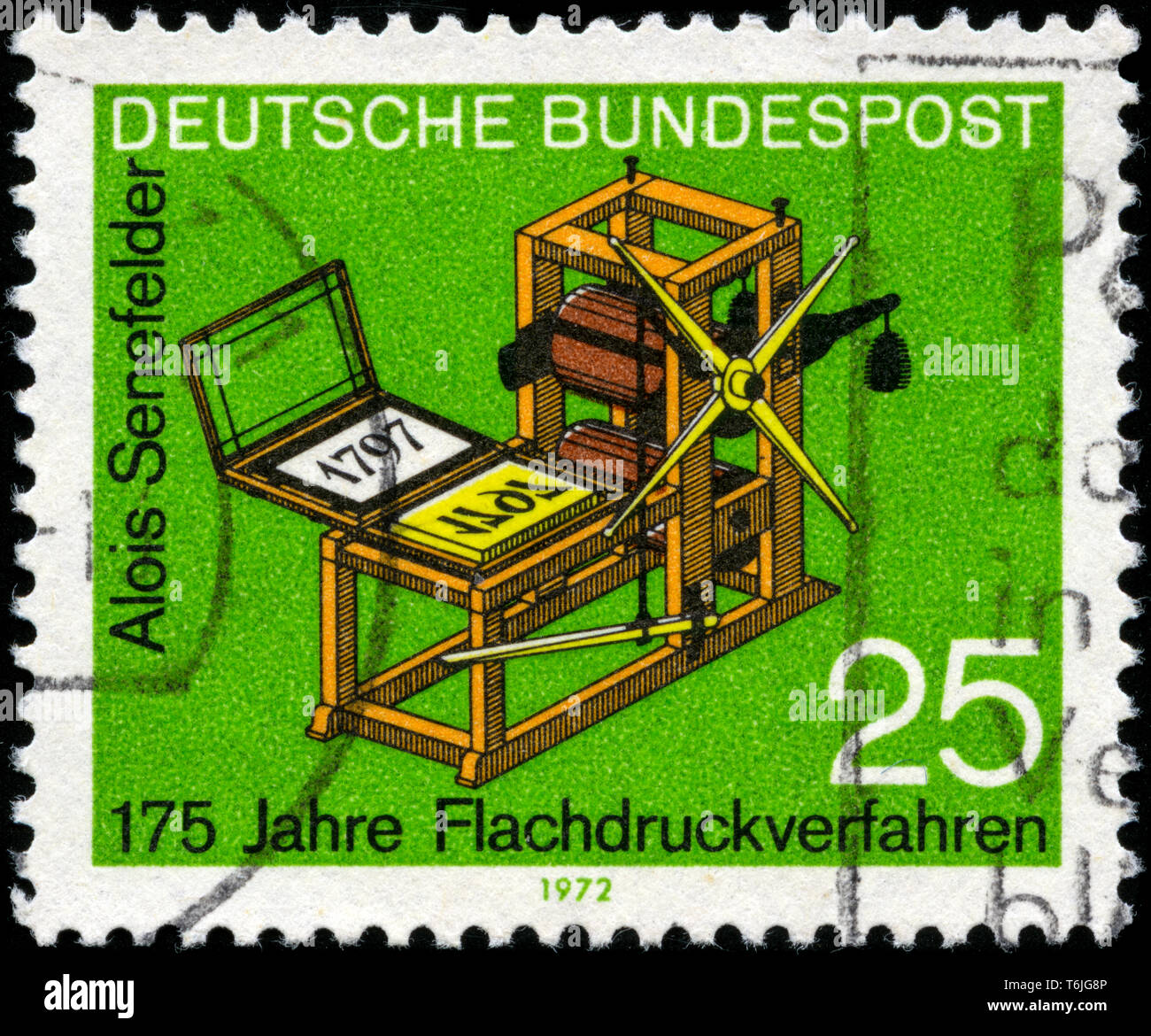 Postage stamp from the Federal Republic of Germany in the 175 Years of Offset Lithography series issued in 1972 Stock Photo