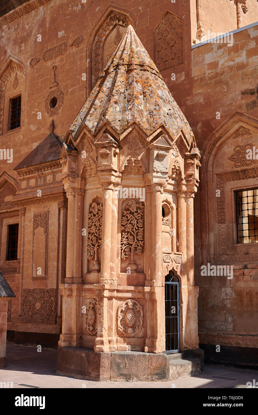 Courtyard and  entrance to the mausoleum of the 18th Century Ottoman architecture of the Ishak Pasha Palace Turkey Stock Photo