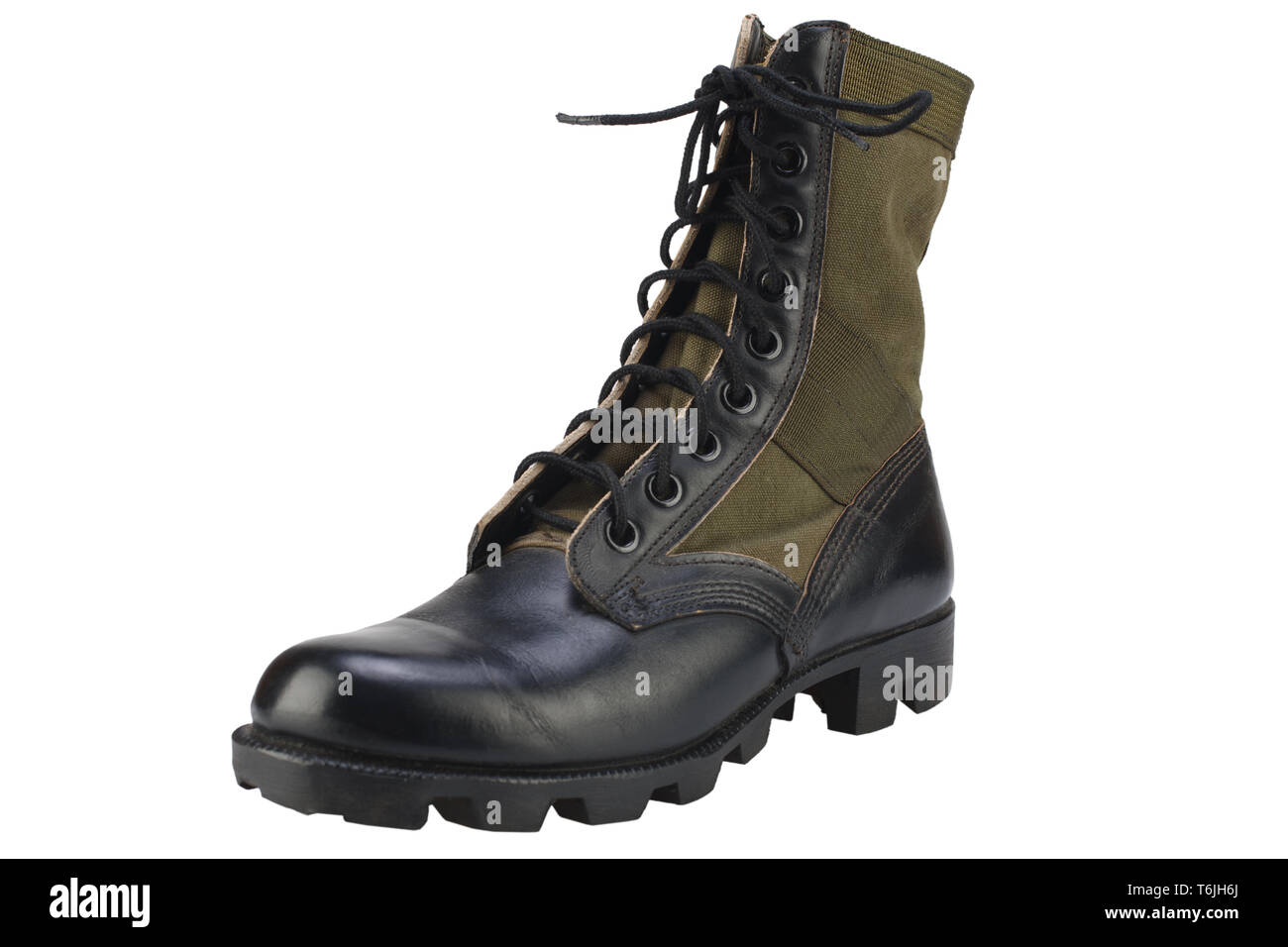 New brand US army pattern jungle boots isolated on white background Stock Photo