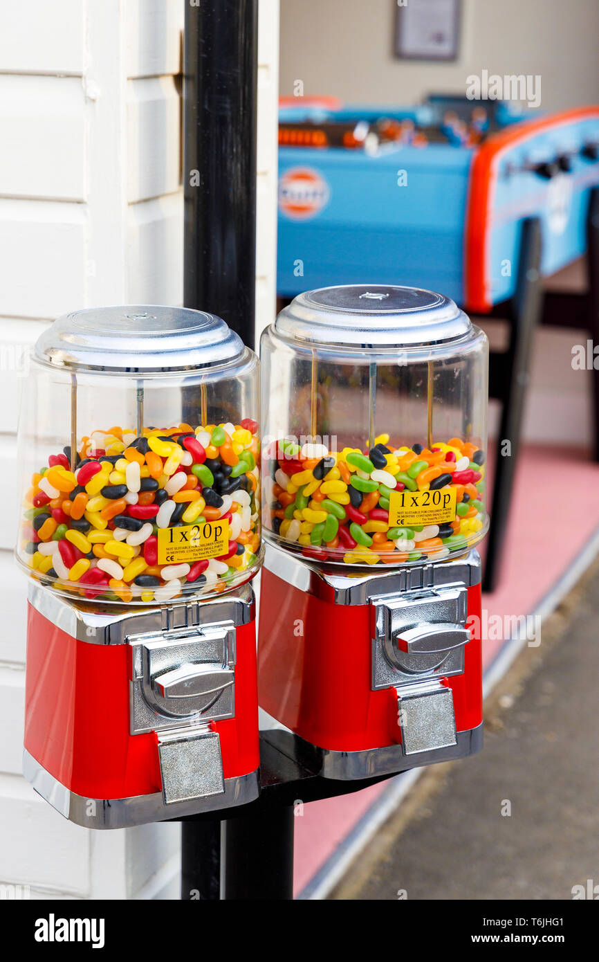 Classic twin sweet dispenser for public use at the 77th Goodwood Members Meeting, Sussex, UK. Stock Photo