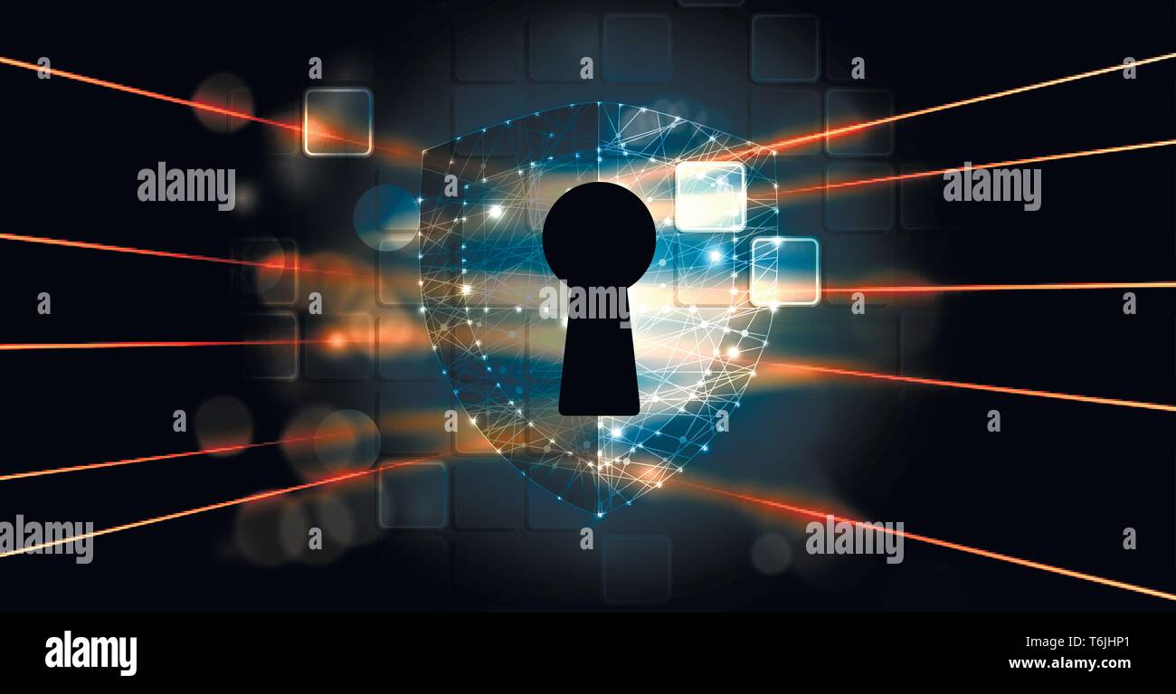 Cybersecurity and information or network protection. Future cyber technology web services for business and internet project Stock Vector