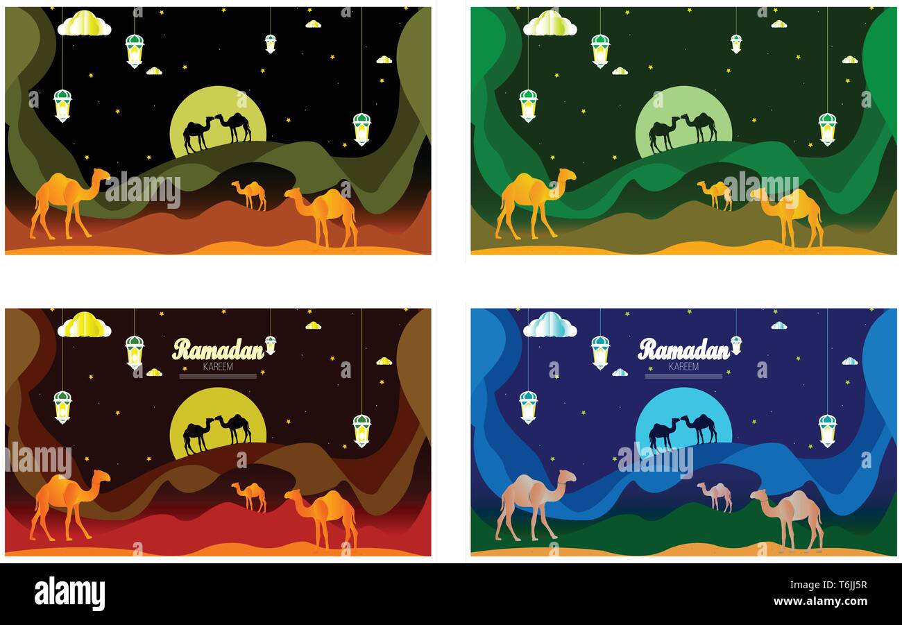 Abstract Ramadan Kareem decorative banners set vector - Vector Stock Vector