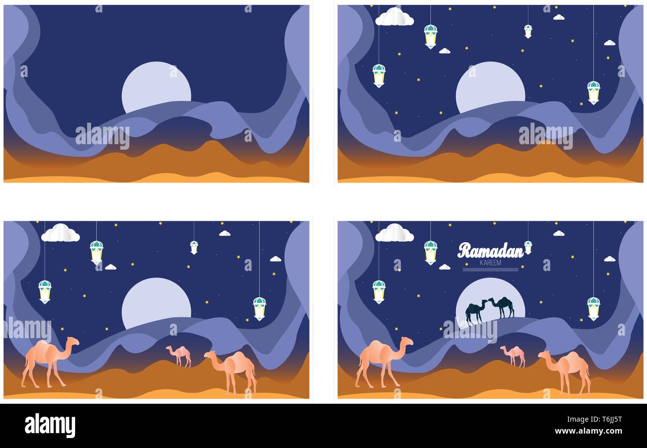 Abstract Ramadan Kareem decorative banners set vector Stock Vector
