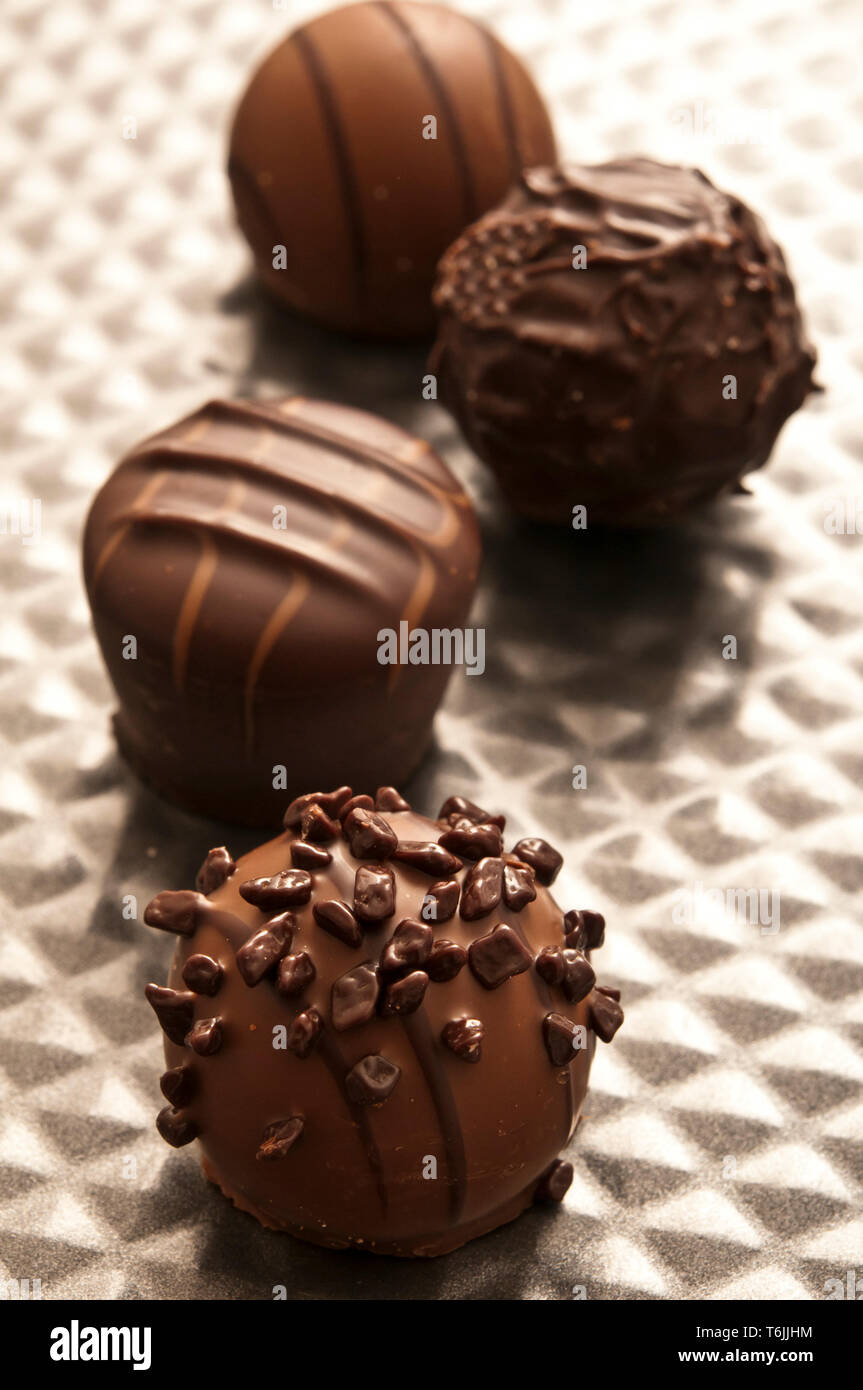 Belgian chocolate pralines or bonbons Stock Photo