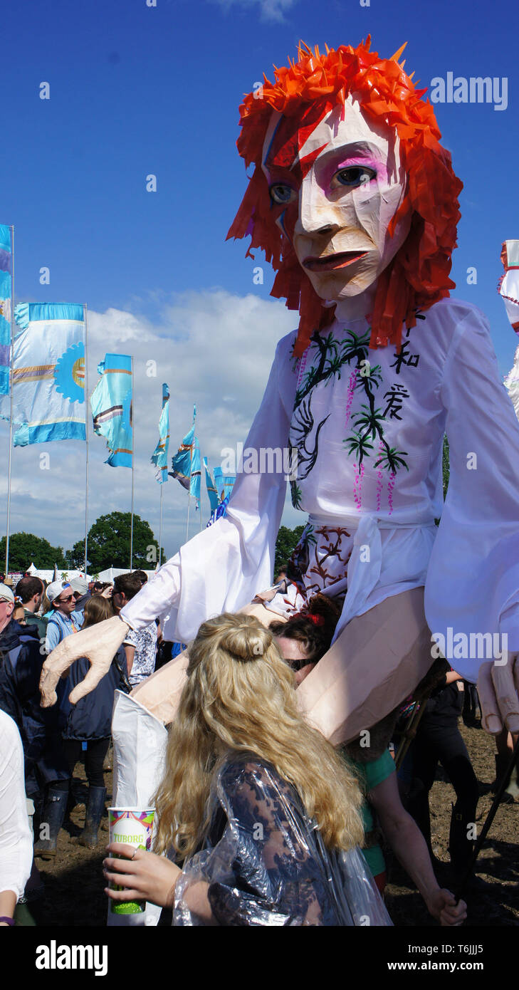 David Bowie at the Glastonbury music Festival Stock Photo