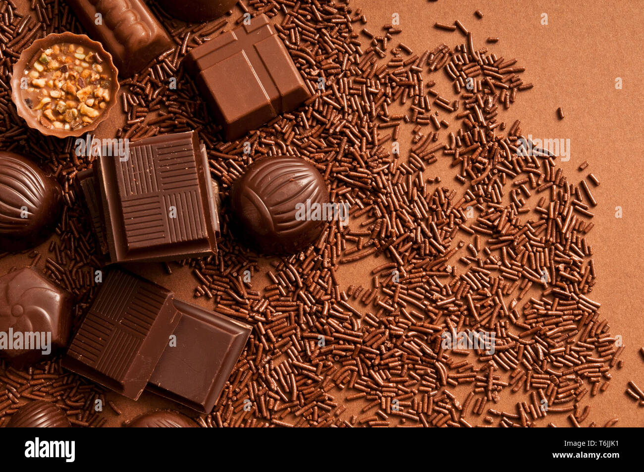 variety of chocolate bonbons and pralines Stock Photo