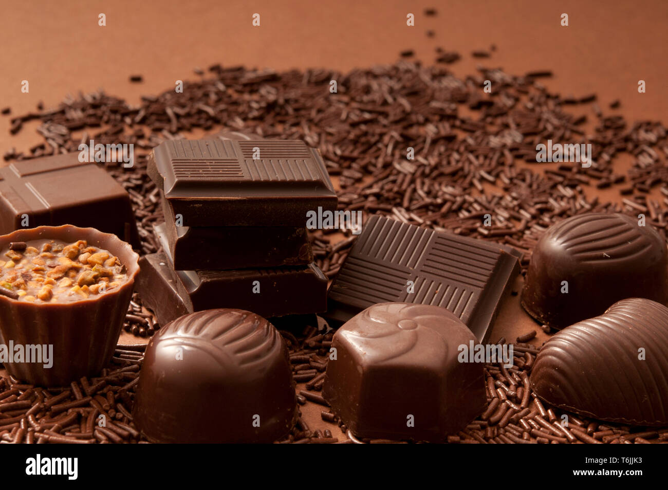 variety of chocolate bonbons and pralines Stock Photo