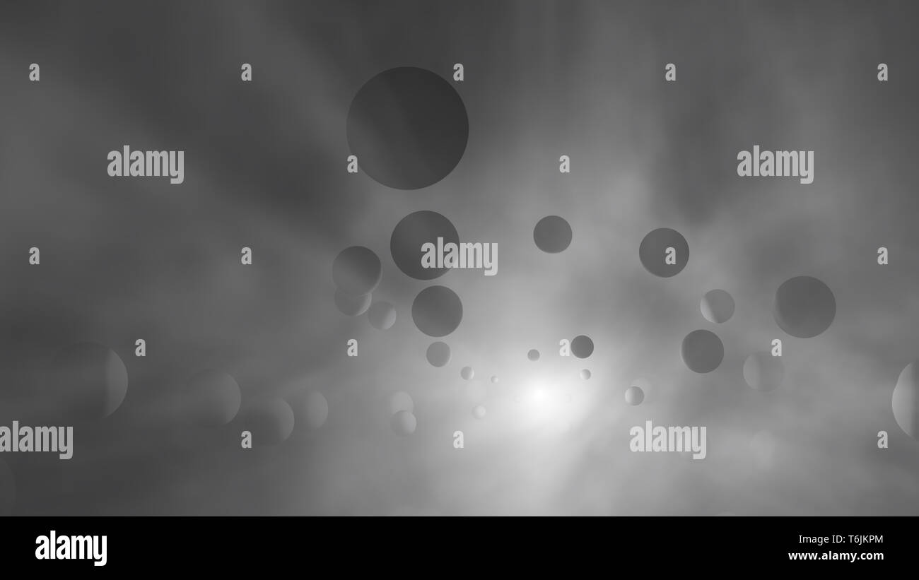 Planets and the sun in cosmic fog. 3D illustration Stock Photo