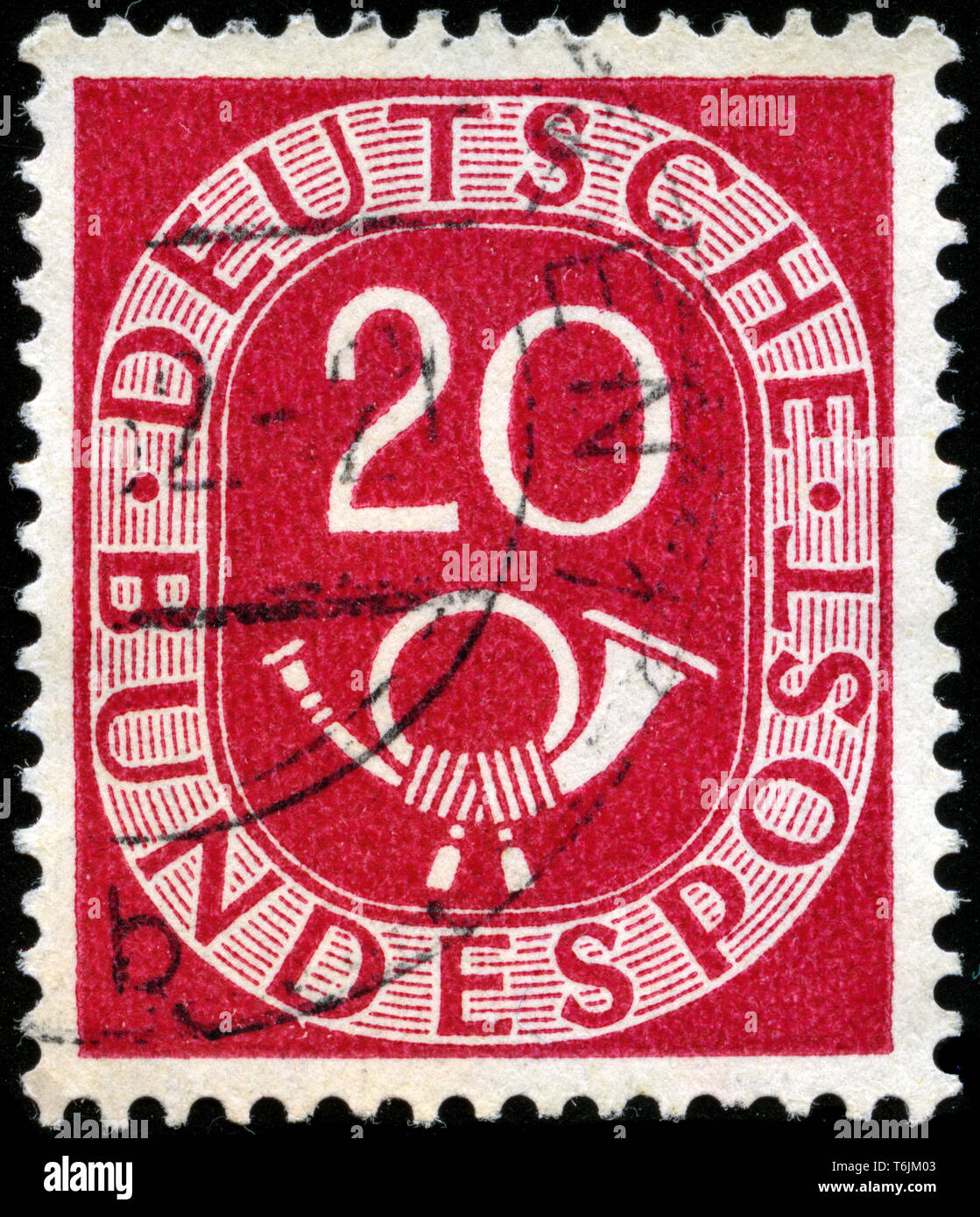 Postage stamp from the Federal Republic of Germany in the Posthorn series issued in 1951 Stock Photo