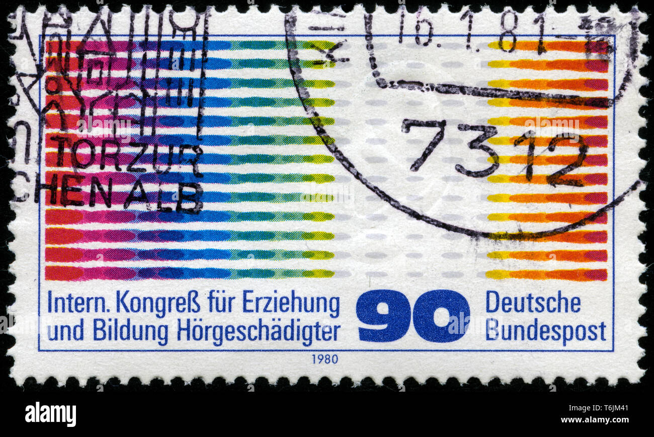 Postage stamp from the Federal Republic of Germany in the International Congress for the Hard of Hearing, Hamburg series issued in 1980 Stock Photo