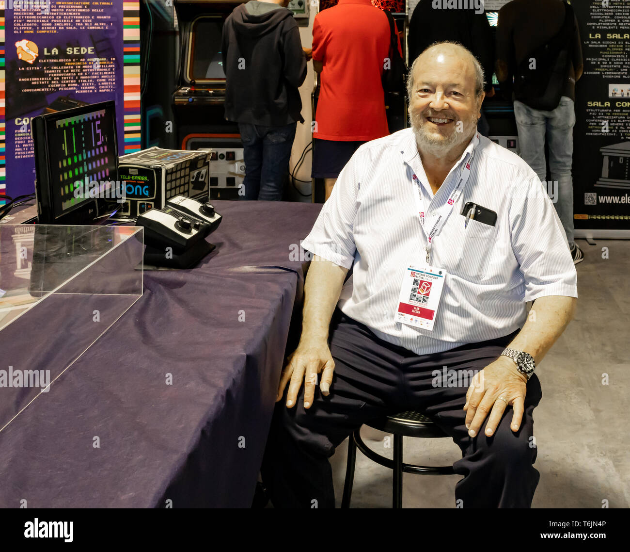 ROME, ITALY - APRIL 27, 2019: Allan Alcorn, computer scientist and engineer the Vintage Computer Festival Italy. Stock Photo