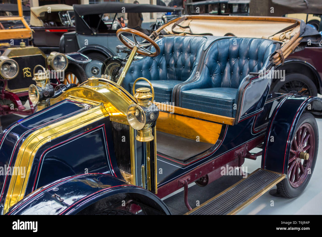 1909 Renault Type AX, French two cylinder classic automobile / oldtimer / antique vehicle at Autoworld, vintage car museum in Brussels, Belgium Stock Photo