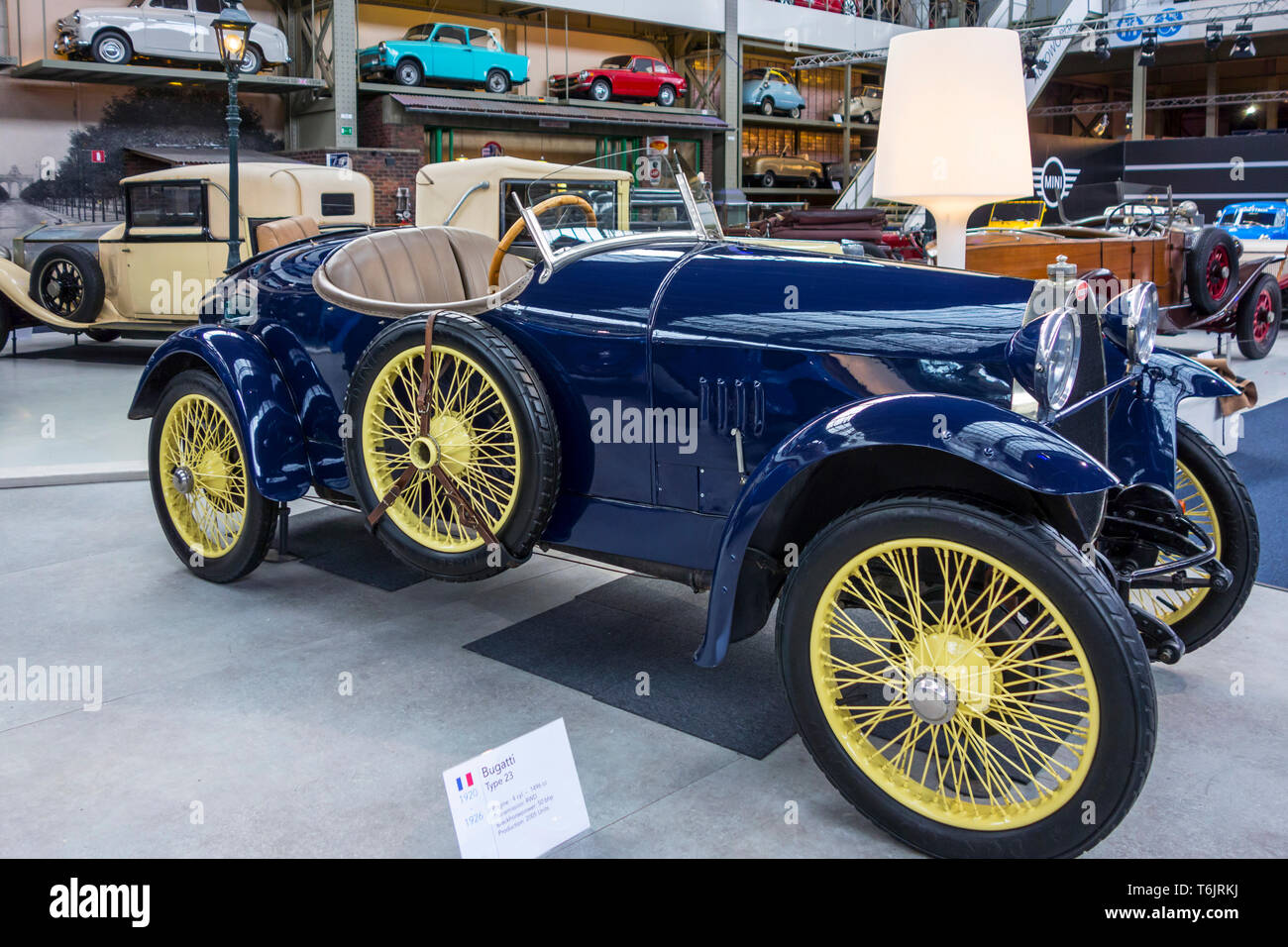 1921 Bugatti Type 23 Brescia two-seater, French classic automobile / oldtimer / antique vehicle at Autoworld, vintage car museum, Brussels, Belgium Stock Photo