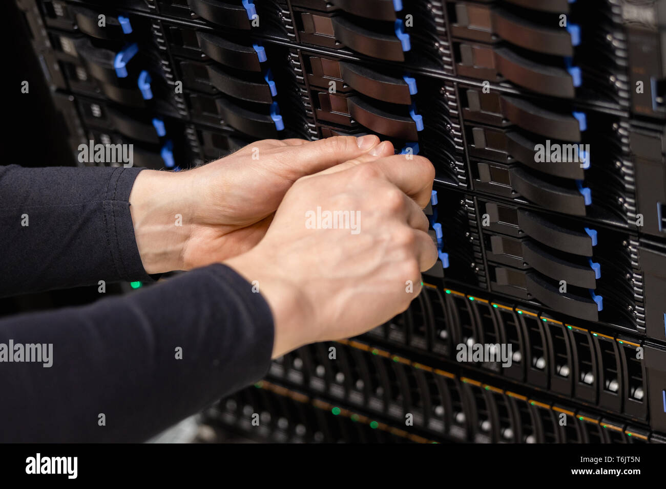 IT Professional Installing Server Drive In San Stock Photo