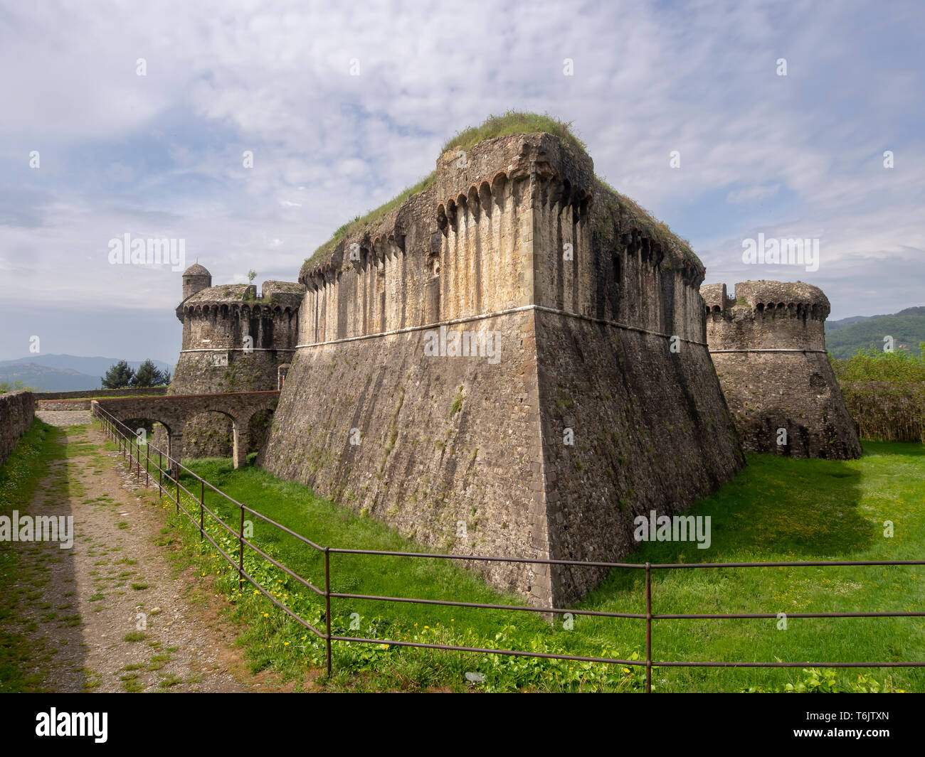 Imposing medieval fortress known as Fortezza di Sarzanello, Sarzana ...
