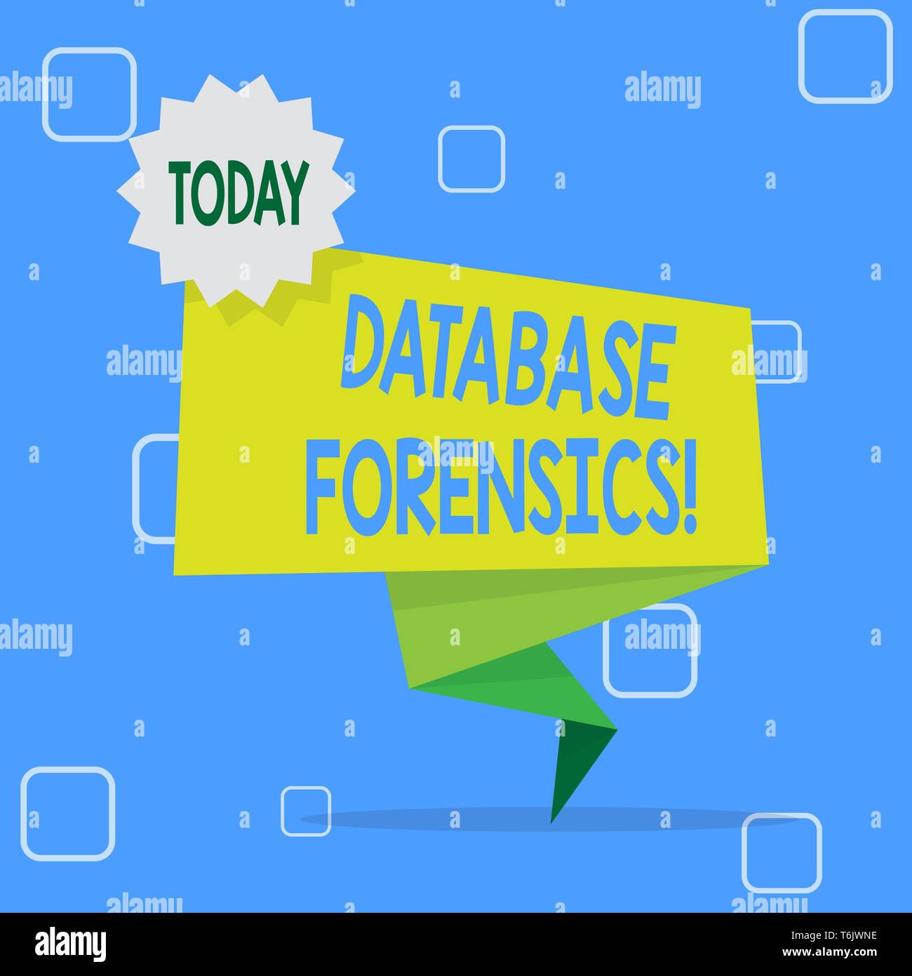 Handwriting text Database Forensics. Conceptual photo identifying transactions within a database system Blank Space Green Two Tone Folded Back Banner  Stock Photo