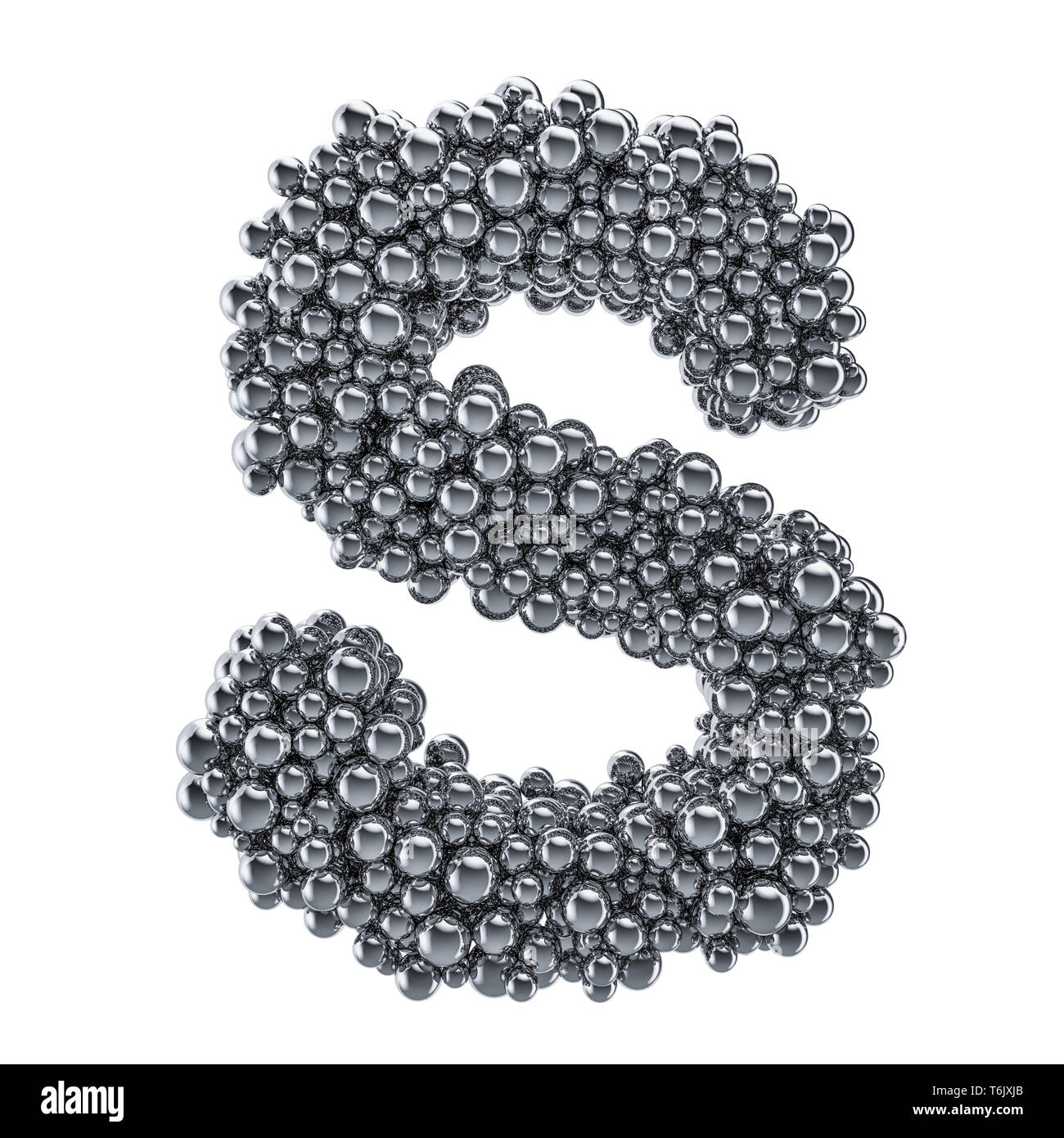 Metallic letter S from metal balls, 3D rendering isolated on white background Stock Photo