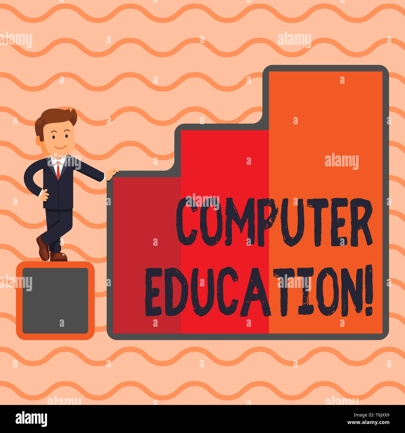 Word writing text Computer Education. Business photo showcasing gaining  basic knowledge and skills to operate computers Happy Businessman  Presenting G Stock Photo - Alamy